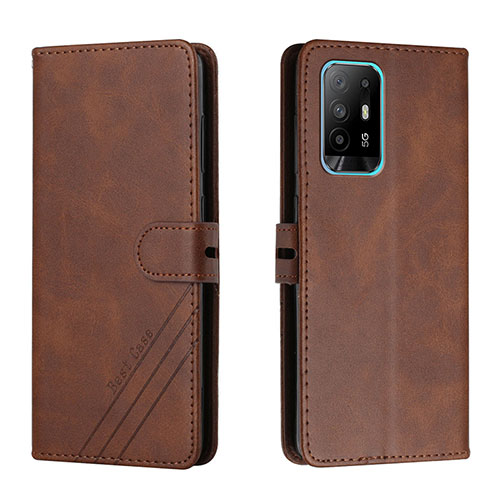 Leather Case Stands Flip Cover Holder H02X for Oppo A94 5G Brown