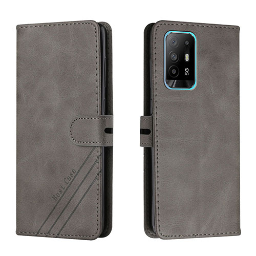 Leather Case Stands Flip Cover Holder H02X for Oppo A94 5G Gray