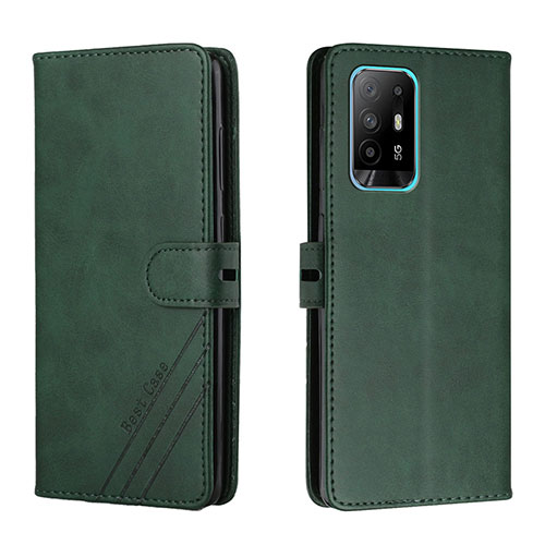 Leather Case Stands Flip Cover Holder H02X for Oppo A95 5G Green