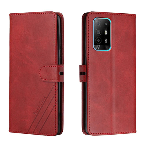 Leather Case Stands Flip Cover Holder H02X for Oppo A95 5G Red