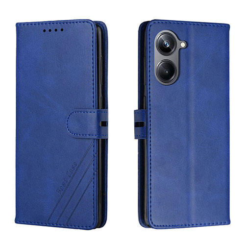 Leather Case Stands Flip Cover Holder H02X for Realme 10 Pro 5G Blue