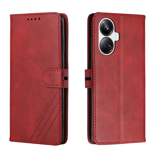 Leather Case Stands Flip Cover Holder H02X for Realme 10 Pro+ Plus 5G Red