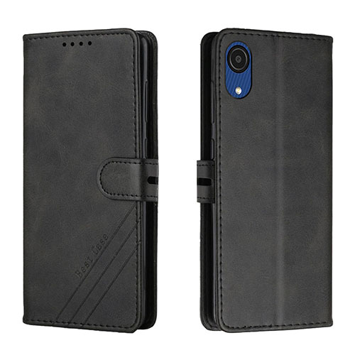 Leather Case Stands Flip Cover Holder H02X for Samsung Galaxy A03 Core Black