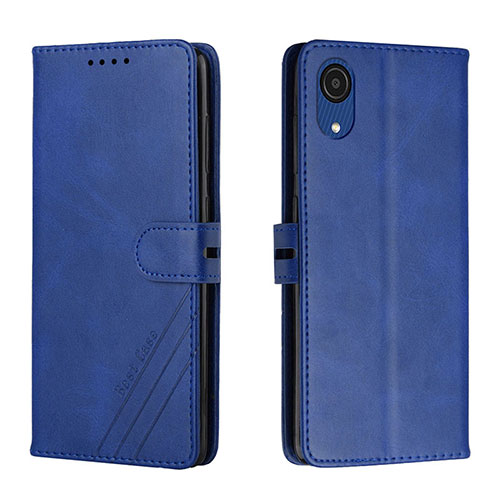 Leather Case Stands Flip Cover Holder H02X for Samsung Galaxy A03 Core Blue