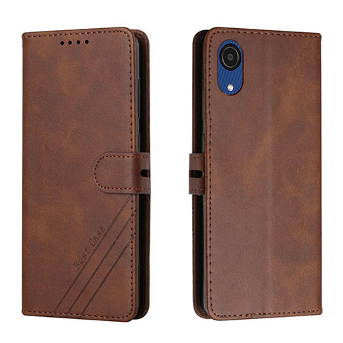 Leather Case Stands Flip Cover Holder H02X for Samsung Galaxy A03 Core Brown