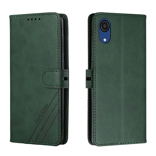 Leather Case Stands Flip Cover Holder H02X for Samsung Galaxy A03 Core Green