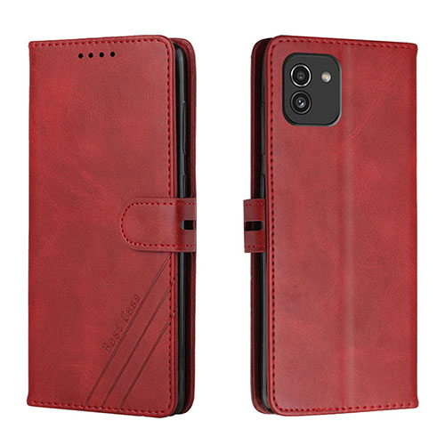 Leather Case Stands Flip Cover Holder H02X for Samsung Galaxy A03 Red