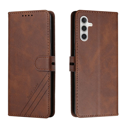 Leather Case Stands Flip Cover Holder H02X for Samsung Galaxy A04s Brown