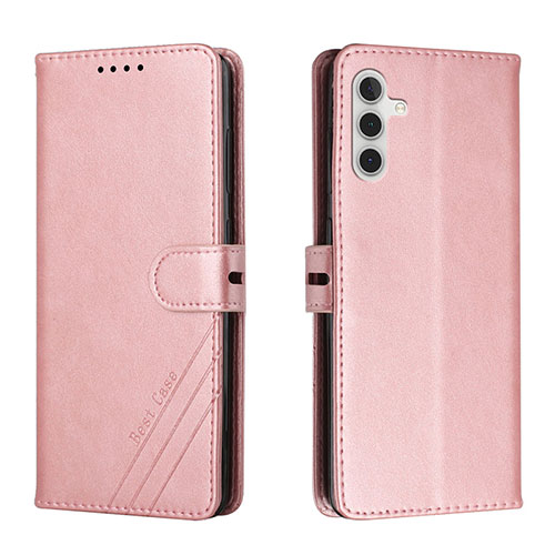 Leather Case Stands Flip Cover Holder H02X for Samsung Galaxy A13 5G Rose Gold