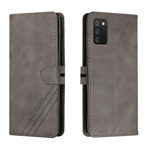 Leather Case Stands Flip Cover Holder H02X for Samsung Galaxy M02s Gray