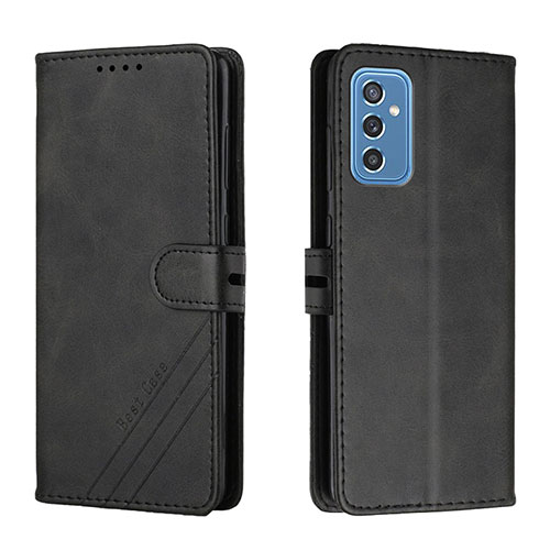 Leather Case Stands Flip Cover Holder H02X for Samsung Galaxy M52 5G Black