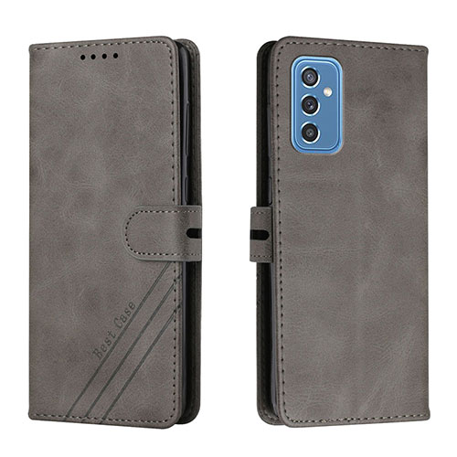 Leather Case Stands Flip Cover Holder H02X for Samsung Galaxy M52 5G Gray