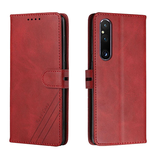 Leather Case Stands Flip Cover Holder H02X for Sony Xperia 1 V Red