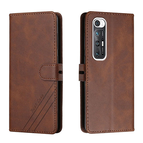 Leather Case Stands Flip Cover Holder H02X for Xiaomi Mi 10S 5G Brown