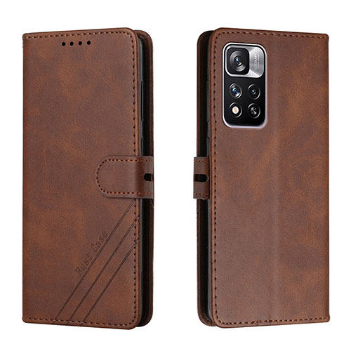 Leather Case Stands Flip Cover Holder H02X for Xiaomi Mi 11i 5G (2022) Brown