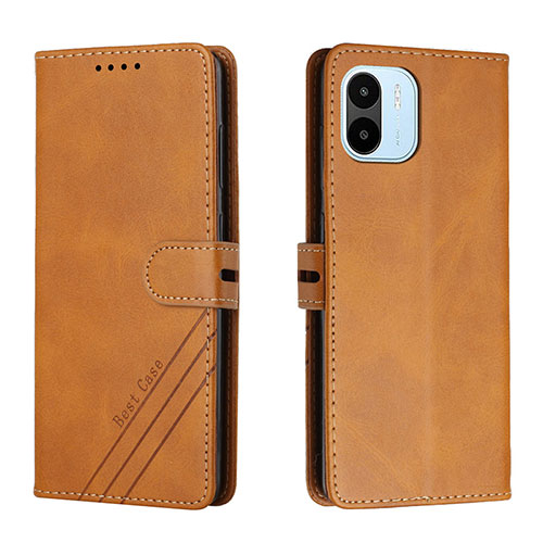 Leather Case Stands Flip Cover Holder H02X for Xiaomi Poco C50 Light Brown