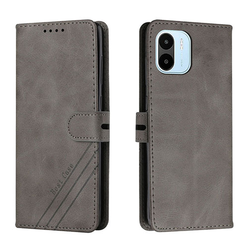 Leather Case Stands Flip Cover Holder H02X for Xiaomi Poco C51 Gray