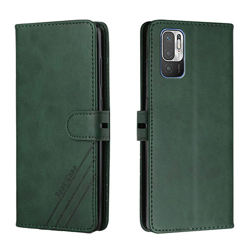 Leather Case Stands Flip Cover Holder H02X for Xiaomi POCO M3 Pro 5G Green