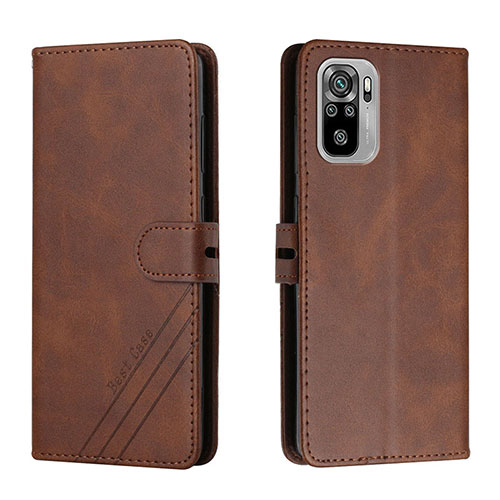 Leather Case Stands Flip Cover Holder H02X for Xiaomi Poco M5S Brown