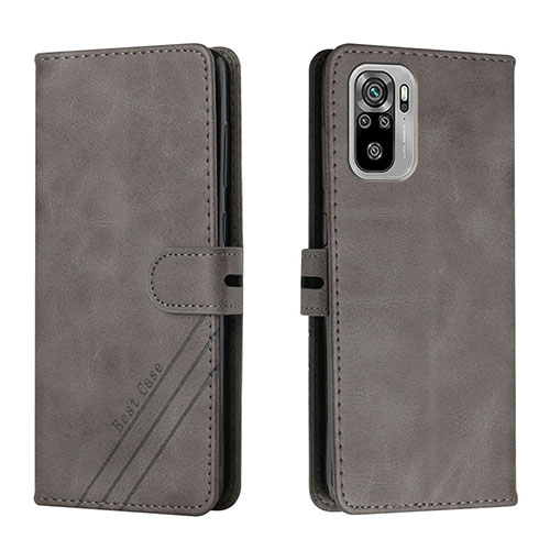 Leather Case Stands Flip Cover Holder H02X for Xiaomi Poco M5S Gray