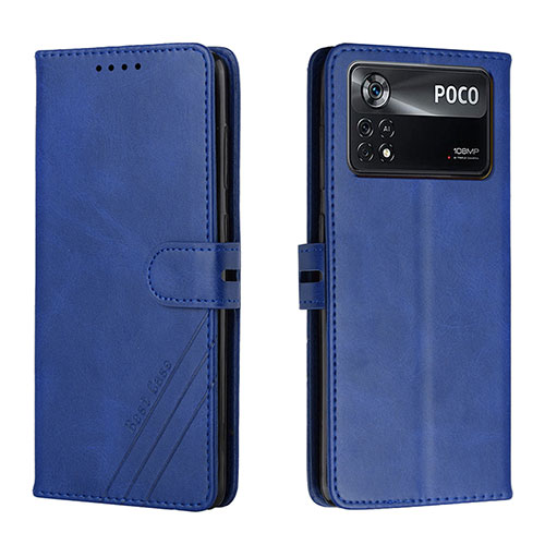 Leather Case Stands Flip Cover Holder H02X for Xiaomi Poco X4 Pro 5G Blue