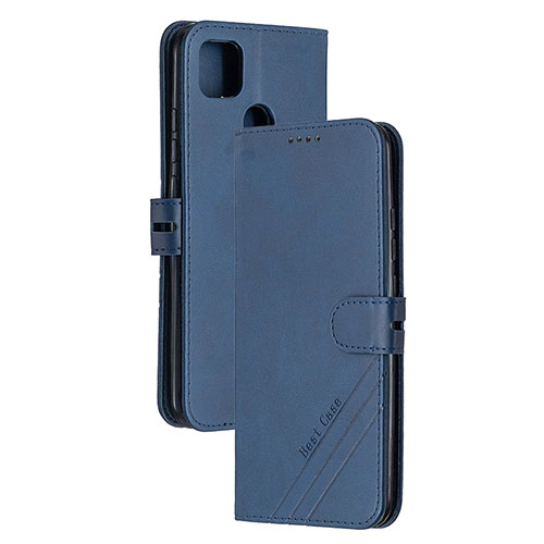 Leather Case Stands Flip Cover Holder H02X for Xiaomi Redmi 9 India Blue