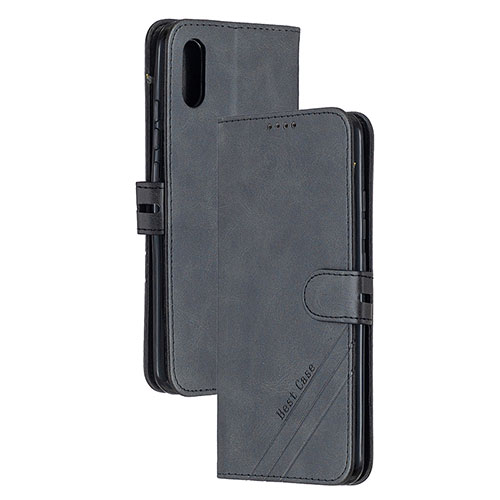 Leather Case Stands Flip Cover Holder H02X for Xiaomi Redmi 9A Black