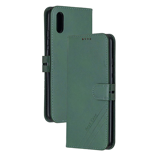 Leather Case Stands Flip Cover Holder H02X for Xiaomi Redmi 9A Green