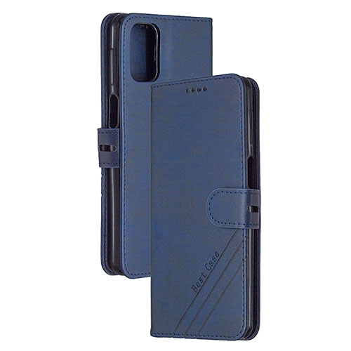 Leather Case Stands Flip Cover Holder H02X for Xiaomi Redmi K30S 5G Blue