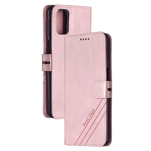 Leather Case Stands Flip Cover Holder H02X for Xiaomi Redmi K30S 5G Rose Gold