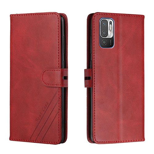 Leather Case Stands Flip Cover Holder H02X for Xiaomi Redmi Note 10 5G Red