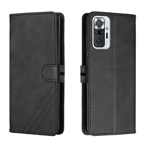 Leather Case Stands Flip Cover Holder H02X for Xiaomi Redmi Note 10 Pro 4G Black