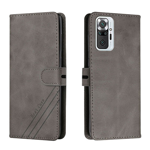 Leather Case Stands Flip Cover Holder H02X for Xiaomi Redmi Note 10 Pro 4G Gray