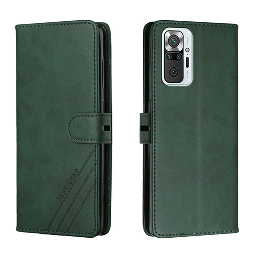 Leather Case Stands Flip Cover Holder H02X for Xiaomi Redmi Note 10 Pro 4G Green