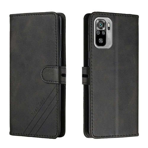 Leather Case Stands Flip Cover Holder H02X for Xiaomi Redmi Note 10S 4G Black