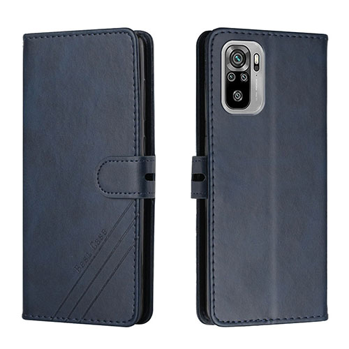 Leather Case Stands Flip Cover Holder H02X for Xiaomi Redmi Note 10S 4G Blue
