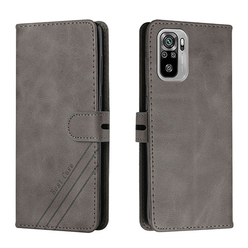 Leather Case Stands Flip Cover Holder H02X for Xiaomi Redmi Note 10S 4G Gray