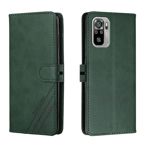 Leather Case Stands Flip Cover Holder H02X for Xiaomi Redmi Note 10S 4G Green