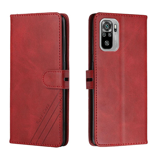 Leather Case Stands Flip Cover Holder H02X for Xiaomi Redmi Note 10S 4G Red