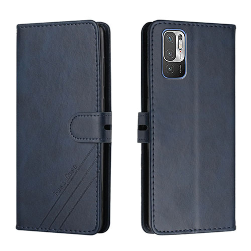 Leather Case Stands Flip Cover Holder H02X for Xiaomi Redmi Note 10T 5G Blue