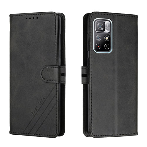 Leather Case Stands Flip Cover Holder H02X for Xiaomi Redmi Note 11 5G Black