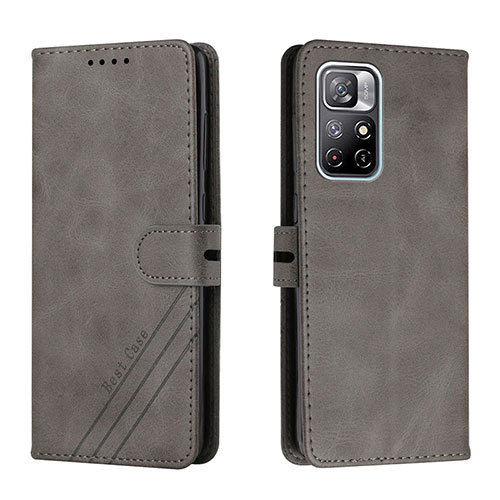 Leather Case Stands Flip Cover Holder H02X for Xiaomi Redmi Note 11 5G Gray