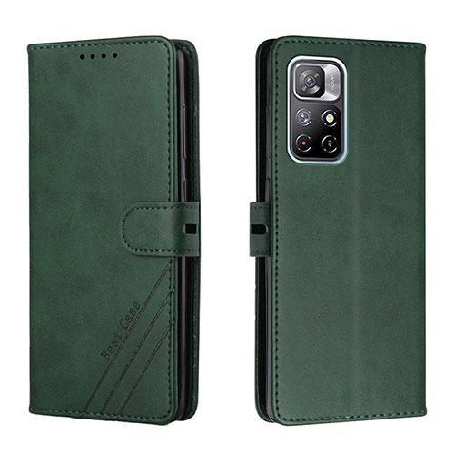 Leather Case Stands Flip Cover Holder H02X for Xiaomi Redmi Note 11 5G Green