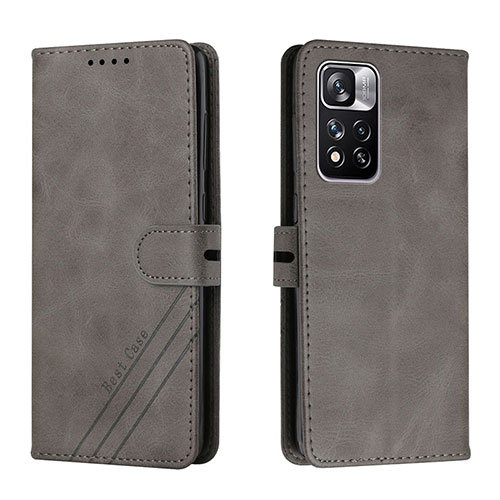 Leather Case Stands Flip Cover Holder H02X for Xiaomi Redmi Note 11 Pro+ Plus 5G Gray