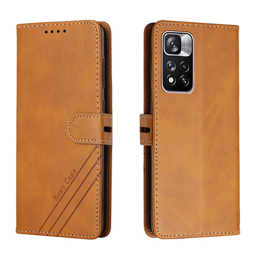 Leather Case Stands Flip Cover Holder H02X for Xiaomi Redmi Note 11 Pro+ Plus 5G Light Brown