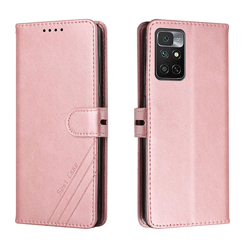 Leather Case Stands Flip Cover Holder H02X for Xiaomi Redmi Note 11S 4G Rose Gold