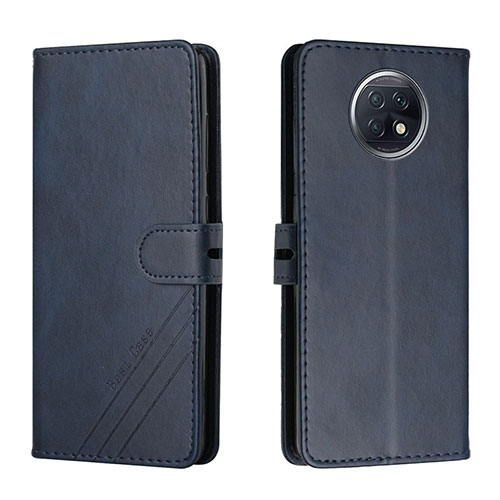 Leather Case Stands Flip Cover Holder H02X for Xiaomi Redmi Note 9 5G Blue