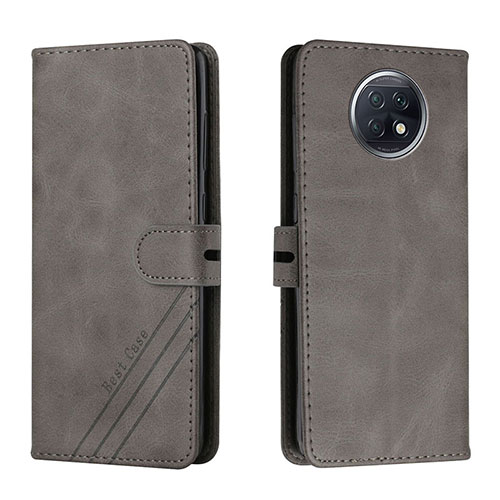 Leather Case Stands Flip Cover Holder H02X for Xiaomi Redmi Note 9 5G Gray