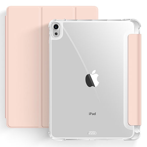 Leather Case Stands Flip Cover Holder H03 for Apple iPad Air 5 10.9 (2022) Rose Gold