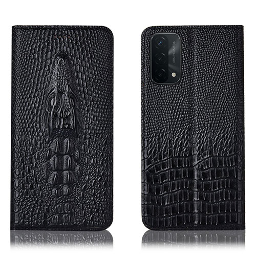 Leather Case Stands Flip Cover Holder H03P for OnePlus Nord N200 5G Black